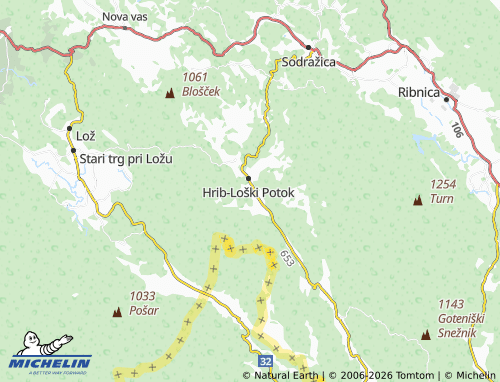 Carte MICHELIN Srednja vas-Loški Potok - ViaMichelin