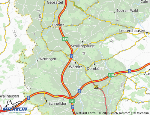 MICHELIN-Landkarte Oberwörnitz - ViaMichelin