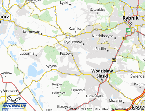 MICHELIN Pszów map - ViaMichelin