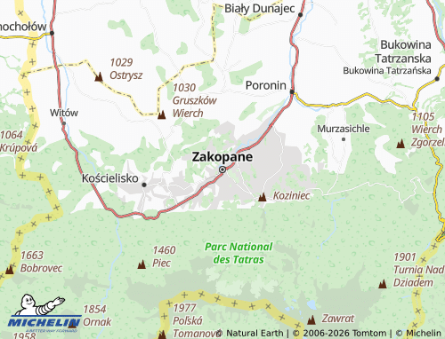 MICHELIN Zakopane map - ViaMichelin