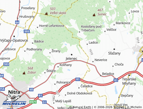MICHELIN Jelenec map - ViaMichelin
