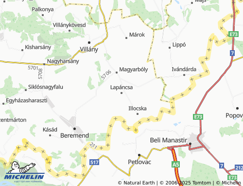MICHELIN Lapáncsa map - ViaMichelin