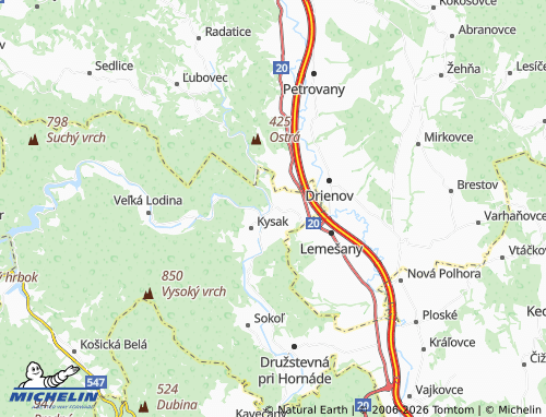 MICHELIN-Landkarte Obišovce - ViaMichelin