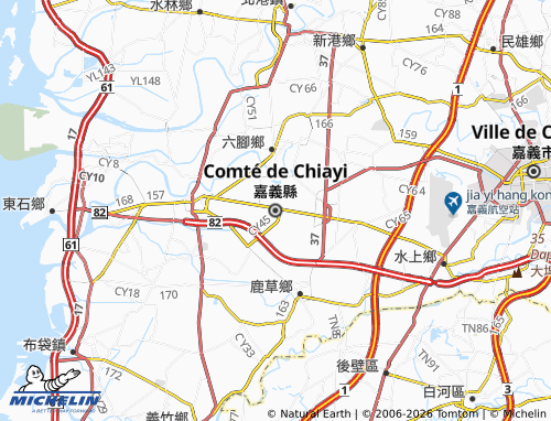 Mappa MICHELIN Contea di Chiayi - ViaMichelin