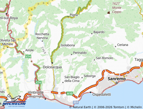 Carte MICHELIN Perinaldo - ViaMichelin