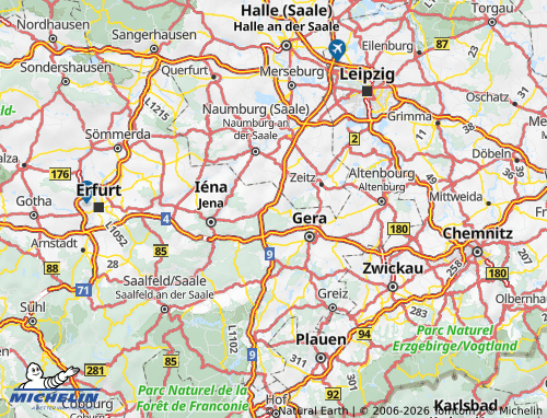 Mappa MICHELIN Saale-Holzland-Kreis - ViaMichelin