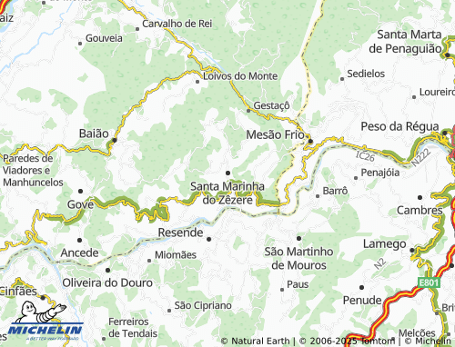 MICHELIN Santa Marinha do Zêzere map - ViaMichelin