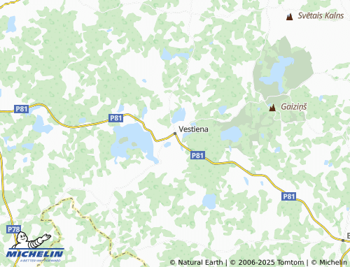 MICHELIN Vestienas pagasts map - ViaMichelin