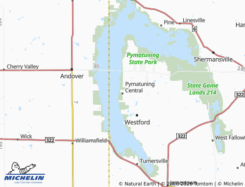 Kaart MICHELIN Pymatuning Central - ViaMichelin
