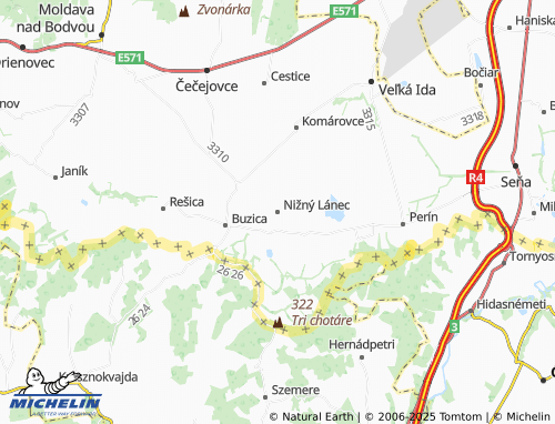 MICHELIN Nižný Lánec map - ViaMichelin