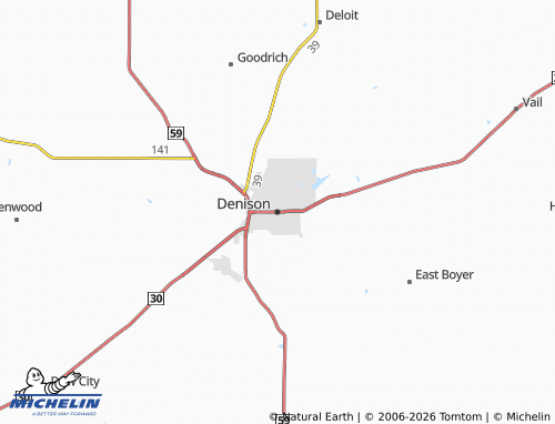 Mapa MICHELIN Denison - ViaMichelin