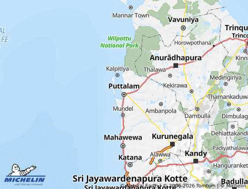 Kaart MICHELIN Puttalam - ViaMichelin