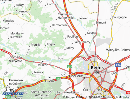Carte MICHELIN Merfy - ViaMichelin