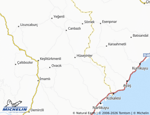 MICHELIN Hüseyinler map - ViaMichelin