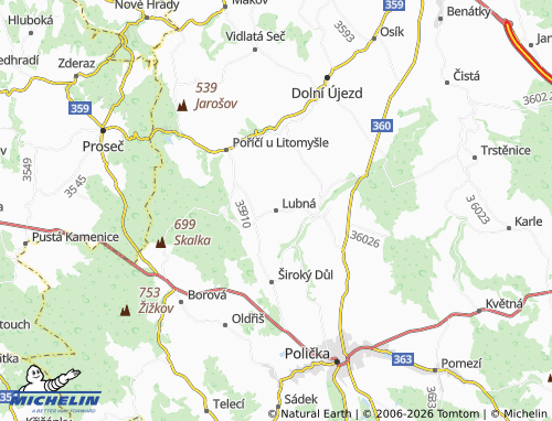MICHELIN Lubná map - ViaMichelin