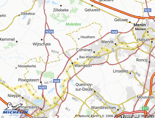 MICHELIN Bas-Warneton map - ViaMichelin