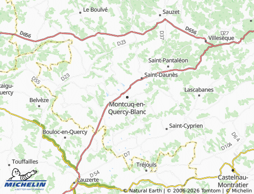 Carte MICHELIN Montcuq-en-Quercy-Blanc - ViaMichelin