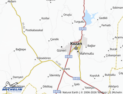 MICHELIN Güneri map - ViaMichelin