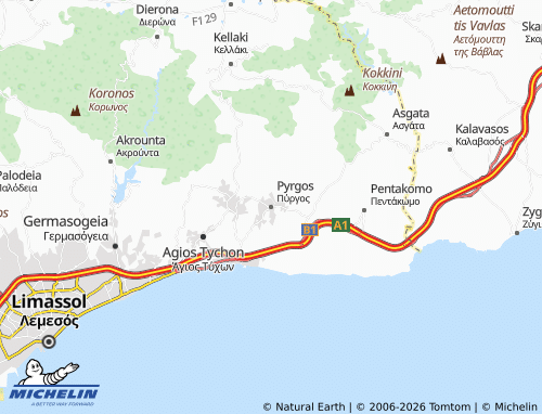 MICHELIN Pyrgos map - ViaMichelin