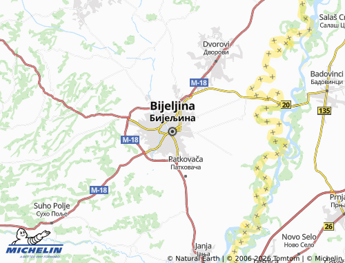MICHELIN Bijeljina map - ViaMichelin