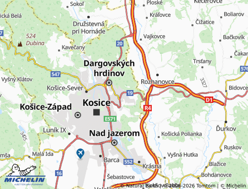 MICHELIN Košická Nová Ves map - ViaMichelin