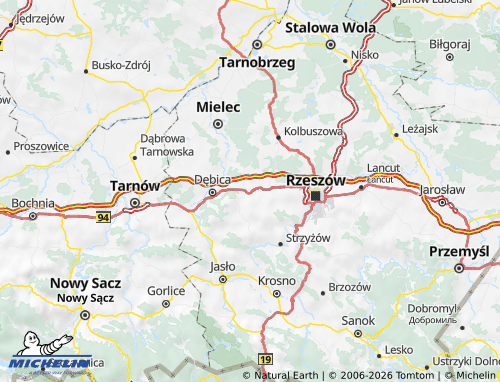 MICHELIN Ropczycko-Sędziszowski map - ViaMichelin