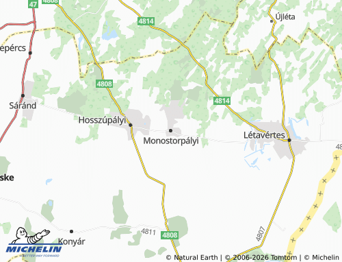 MICHELIN Monostorpályi map - ViaMichelin