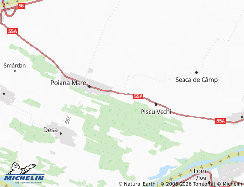 MICHELIN Tunarii Vechi map - ViaMichelin