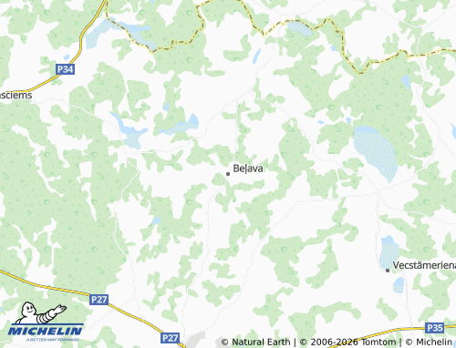 Mapa MICHELIN Beļavas pagasts - ViaMichelin