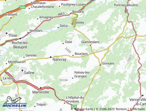 MICHELIN Bouclans map - ViaMichelin