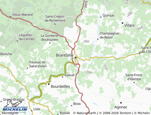 Carte MICHELIN Brantôme en Périgord - ViaMichelin