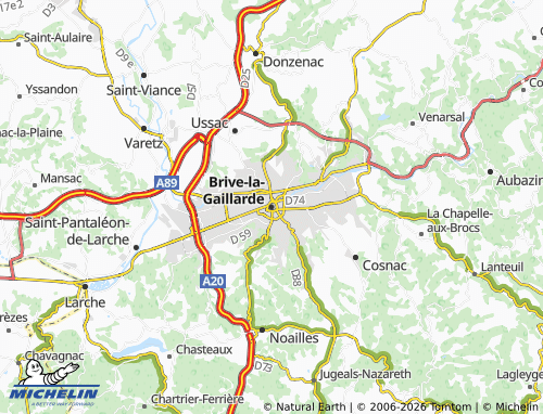 Kaart MICHELIN Brive-la-Gaillarde - ViaMichelin