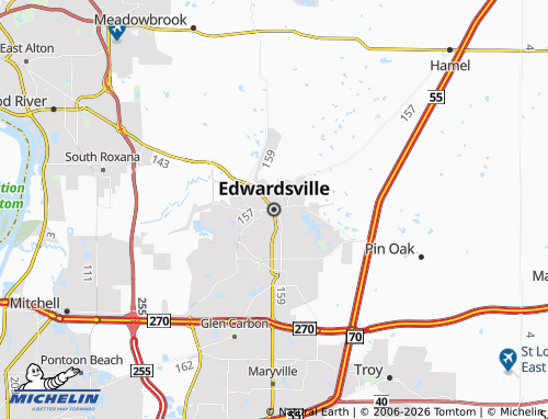 Mappa MICHELIN Edwardsville - ViaMichelin