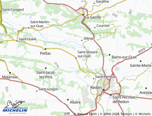 Carte MICHELIN Saint-Vincent-sur-Oust - ViaMichelin