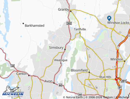 Carte MICHELIN Simsbury - ViaMichelin