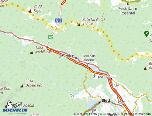 MICHELIN-Landkarte Jesenice - ViaMichelin