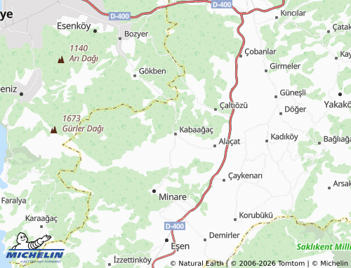 MICHELIN Kabaağaç map - ViaMichelin
