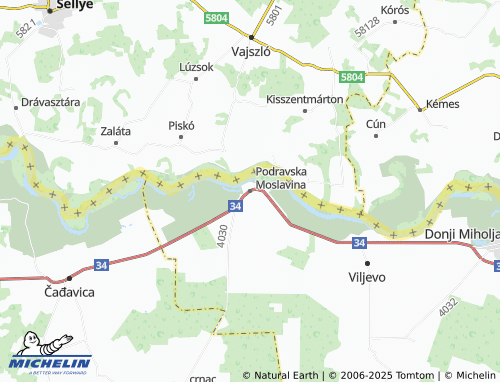 MICHELIN Podravska Moslavina map - ViaMichelin