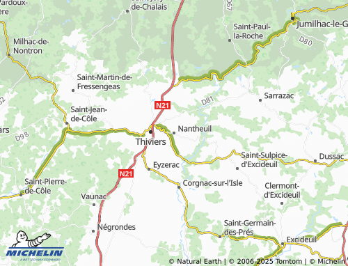 MICHELIN-Landkarte Nantheuil - ViaMichelin