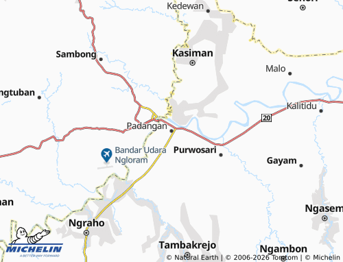 MICHELIN Padangan map - ViaMichelin