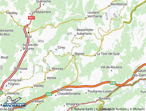 Mappa MICHELIN Rigney - ViaMichelin