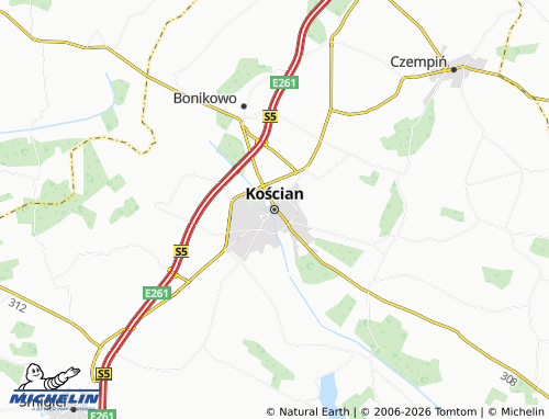 MICHELIN Kościan map - ViaMichelin