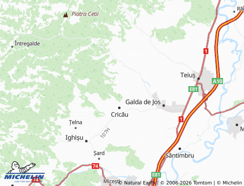MICHELIN Tibru map - ViaMichelin