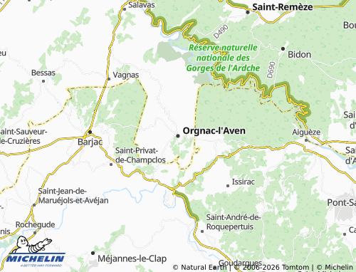 MICHELIN-Landkarte Orgnac-l'Aven - ViaMichelin