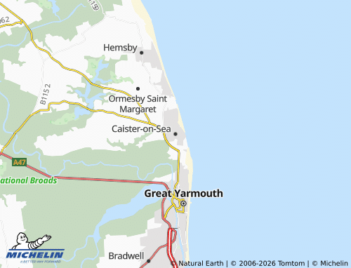 MICHELIN Caister-on-Sea map - ViaMichelin