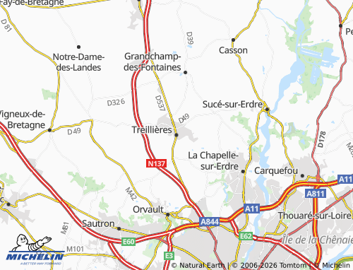 Mapa MICHELIN Treillières - ViaMichelin