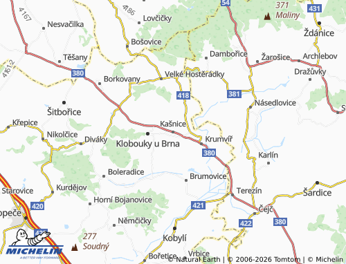 Kaart MICHELIN Kašnice - ViaMichelin