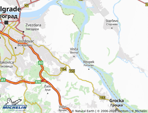 Mapa MICHELIN Vinča - ViaMichelin
