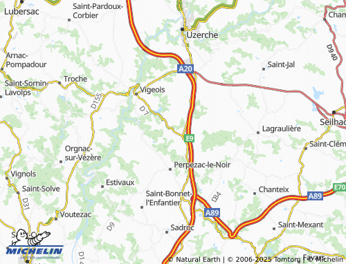 MICHELIN Lornac map - ViaMichelin