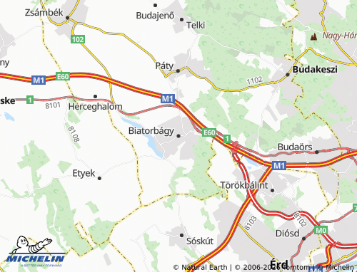 MICHELIN Biatorbágy map - ViaMichelin